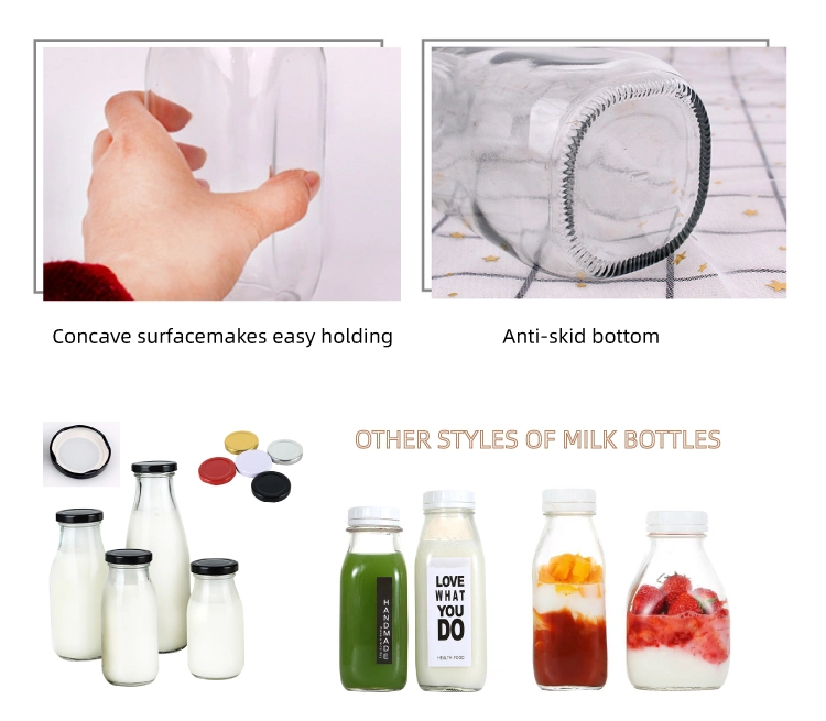 Wholesale 1liter Square Clear Glass Milk Bottle 240ml 360ml 400ml 500ml 930ml Glass Bottle for Milk Juice