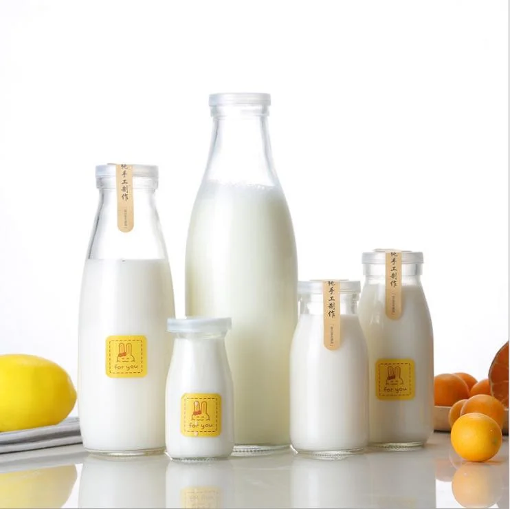 200ml 250ml 500ml 1 Liter Glass Beverage Bottles Wholesale Empty Milk Juice Bottles Glass Milk Bottle