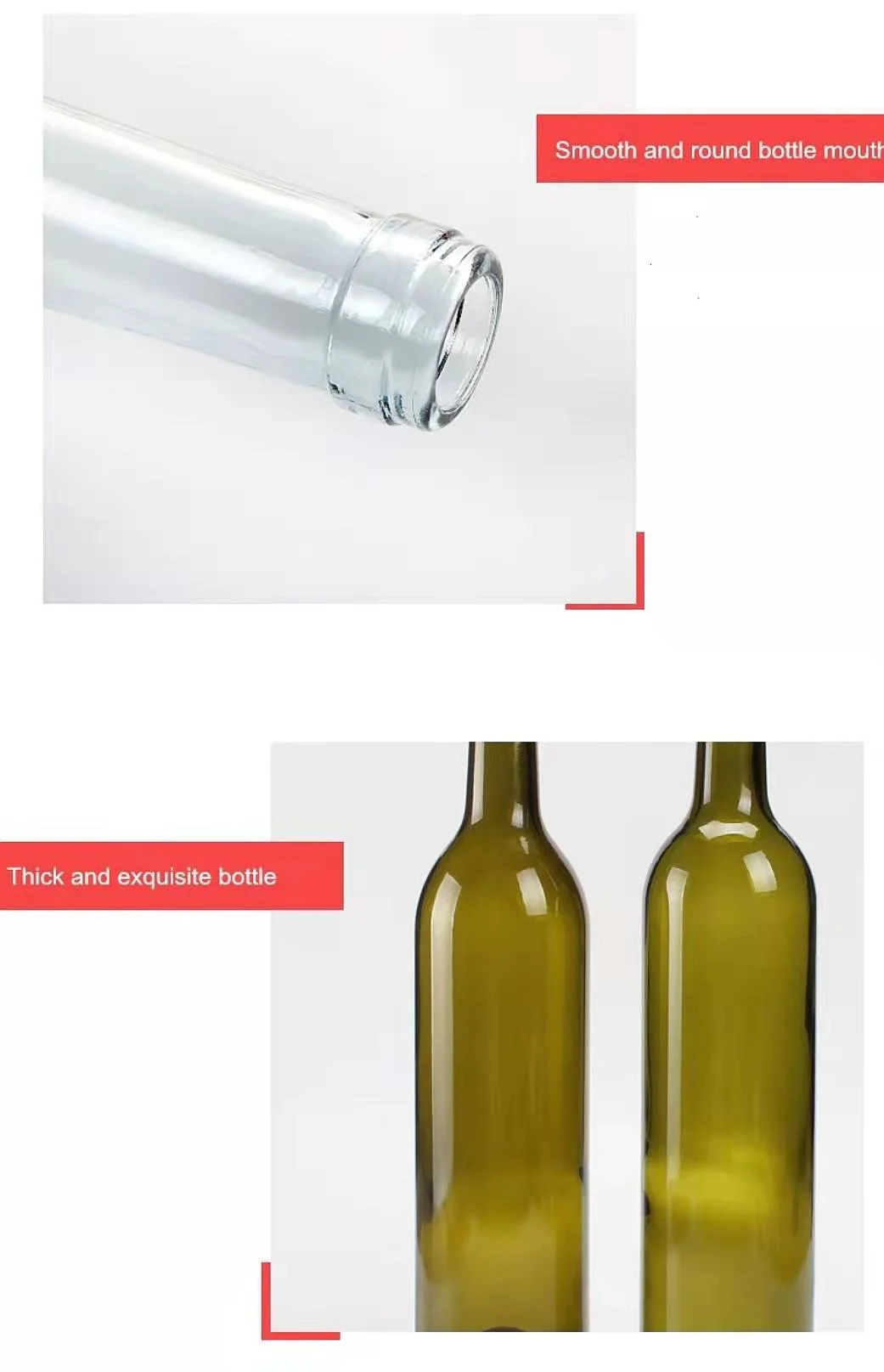 Hot Sale 750ml Bordeaux Champagne Green Wine Bottle with Cork Lid