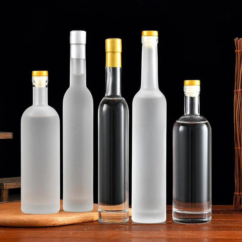 Empty Round Clear 500ml Ice Wine Bottle Frosted Bottle Glass 750ml Gin Vodka Whisky Rumtequila Bottle Manufacturing